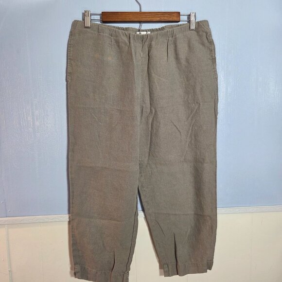 J. Jill Love Linen Small Mushroom Gray Pullon Light Elastic Cropped Pants - Picture 2 of 11
